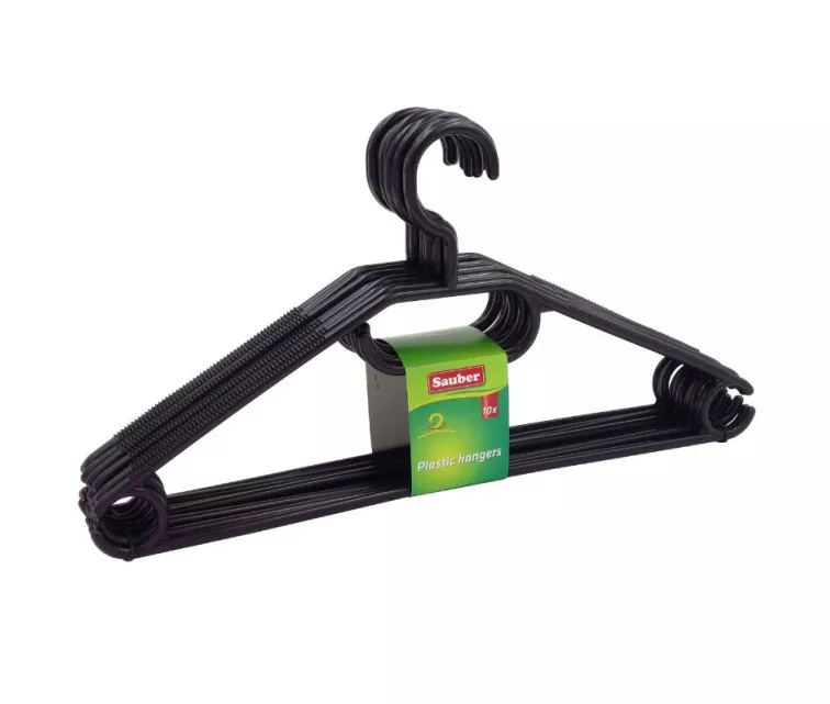 Plastic clothes hangers 10pcs white/black/grey