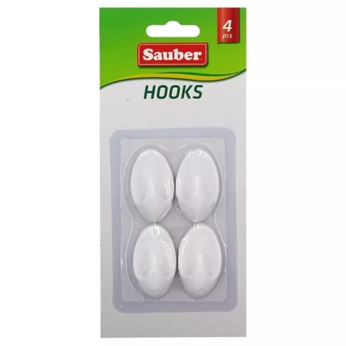 Крючки 4шт. 2,3x4cм, овальные белые