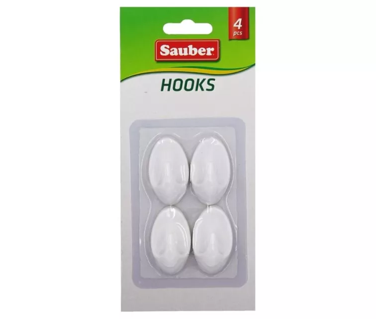 Kabliukai 4vnt 2,3x4cm, ovalios baltos