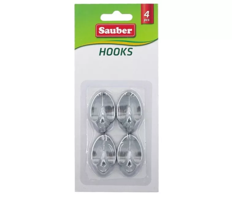 Kabliukai 4vnt 2,3x4cm, ovalios sidabras