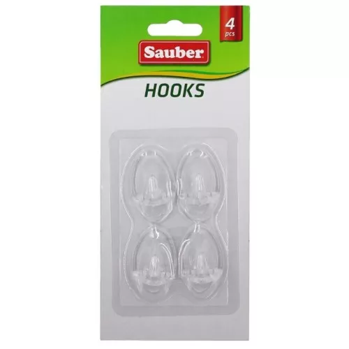 Kabliukai 4vnt 2,3x4cm, ovalios skaidrus 