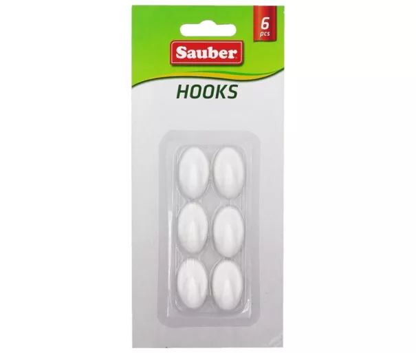 Крючки 6 шт 1,5х2,5см, овальные белые
