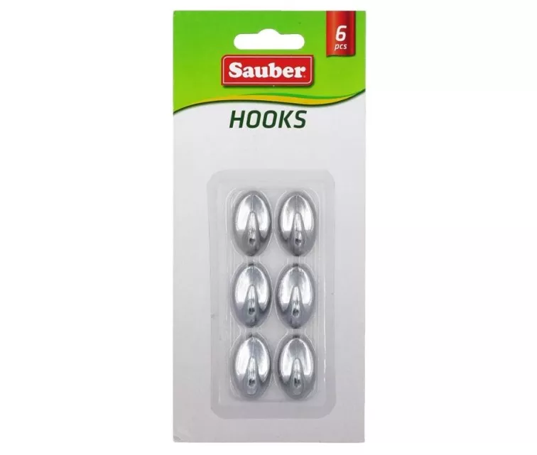 Konksud 6tk 1,5x2,5 cm, cmovaalsed hõbedane