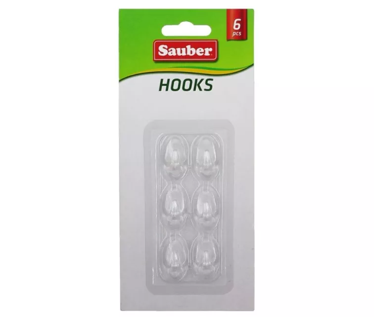 Крючки 6 шт 1,5х2,5см, овальные прозрачные