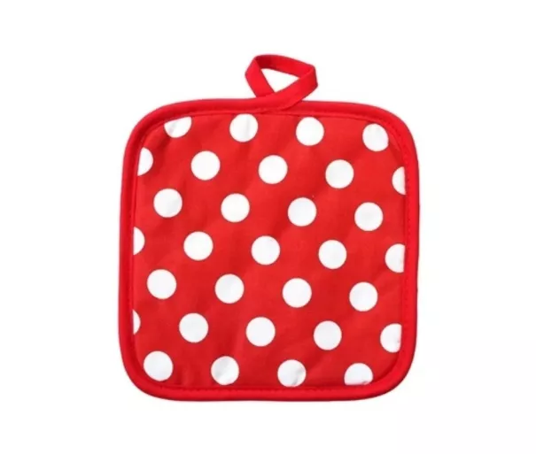 Heat-resistant coaster red with white dots