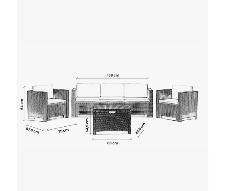 Garden furniture set Set Colorado 3 brown