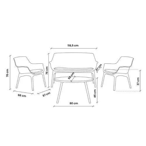 Garden furniture set Luxor Lounge Set white/gray