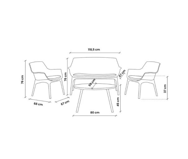 Garden furniture set Luxor Lounge Set white/gray