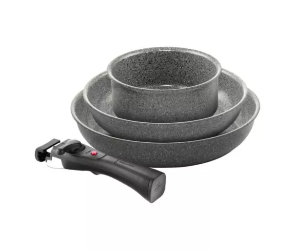 Set of 3 Torre pans Ø24cm, Ø28cm and sauce pan Ø16cm + 3 removable handles