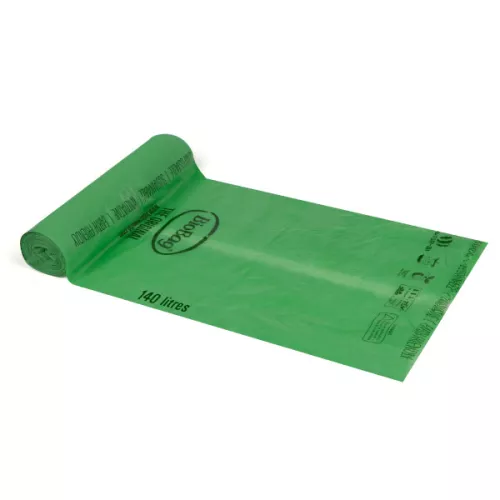 Kompostuojami šiukšlių maišai BioBag 120/140L (16 vnt. ritinėlyje) 17mkr. 87x150cm žali