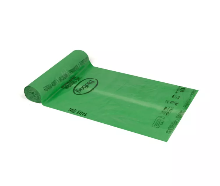 Kompostuojami šiukšlių maišai BioBag 120/140L (16 vnt. ritinėlyje) 17mkr. 87x150cm žali