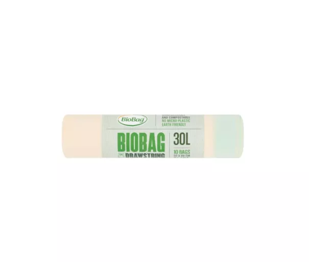Garbage bags with drawstring compostable BioBag 30L (10 pcs. per roll) 25mkr. 50x60cm green