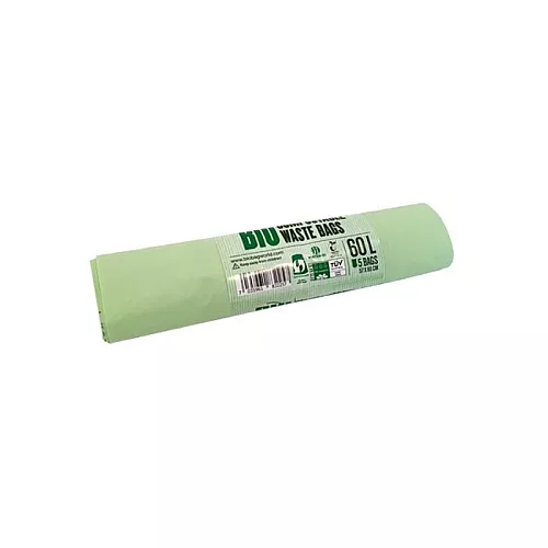 Atkritumu maisi kompostējami BioBag 60L (5 gab. rullī) 17mkr. 57x90cm zaļi 