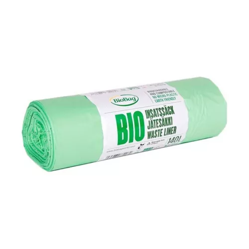 Kompostuojami šiukšlių maišai BioBag 140L (3 vnt. ritinėlyje) 17mkr. 87x130cm žali