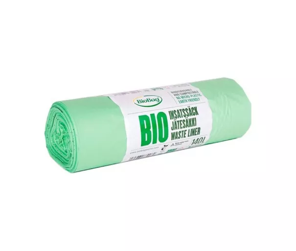 Kompostuojami šiukšlių maišai BioBag 140L (3 vnt. ritinėlyje) 17mkr. 87x130cm žali