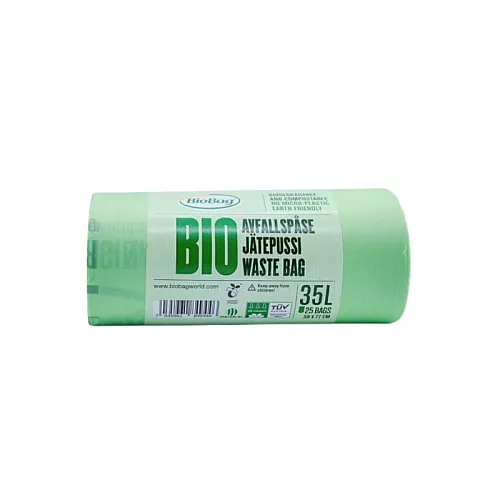 Atkritumu maisi kompostējami BioBag 35L Special (25 gab. rullī) 23mkr. 58x77cm zaļi 