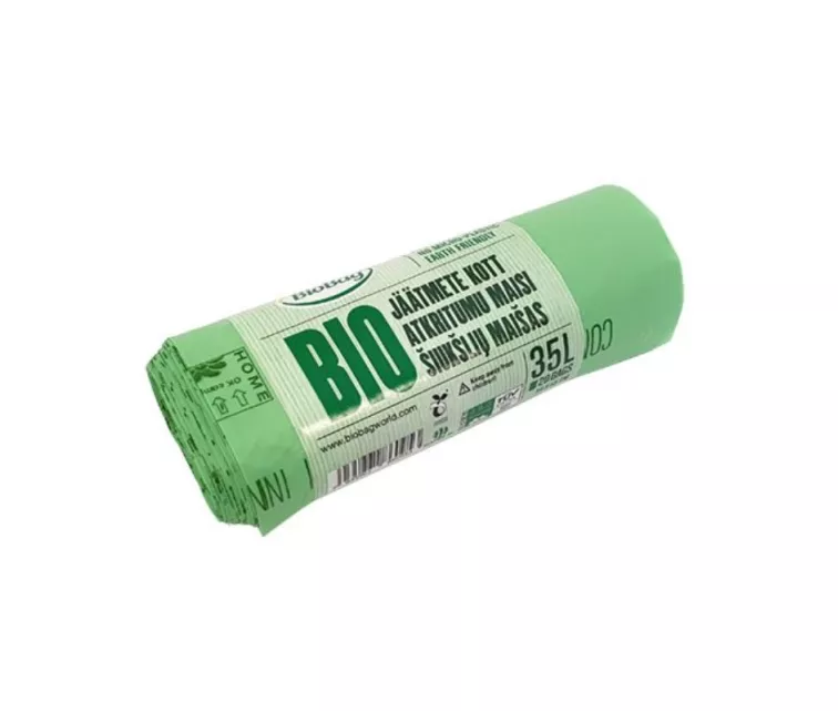 Kompostuojami šiukšlių maišai BioBag 35L (20 vnt. ritinėlyje) 20mkr. 54x53cm žali