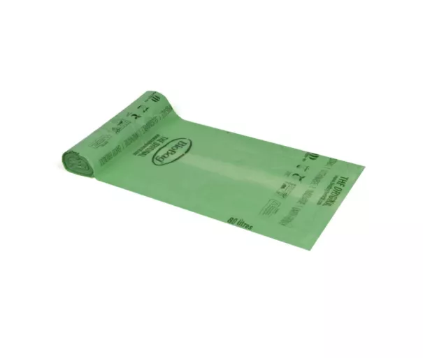 Kompostuojami šiukšlių maišai BioBag 80L (20 vnt. ritinėlyje) 17mkr. 82x125cm žali