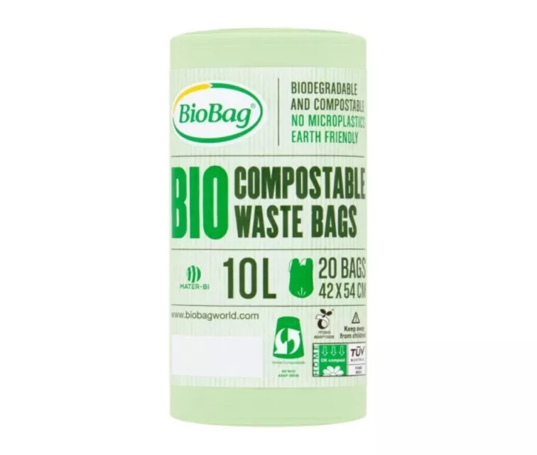 Compostable garbage bags BioBag 10L (20 pcs. per roll) 15mkr. 42x54cm green