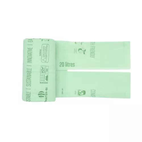 Kompostuojami šiukšlių maišai BioBag 20L (20 vnt. ritinėlyje) 15mkr. 42x54cm žali