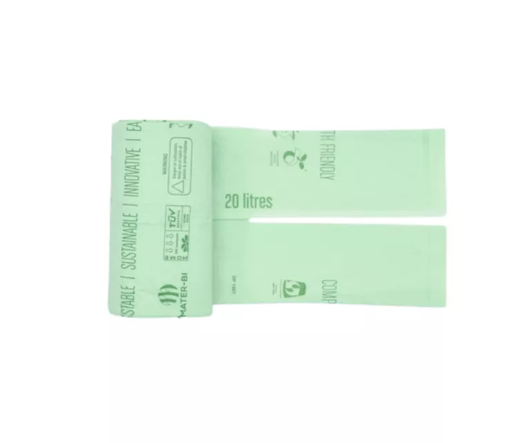 Kompostuojami šiukšlių maišai BioBag 20L (20 vnt. ritinėlyje) 15mkr. 42x54cm žali