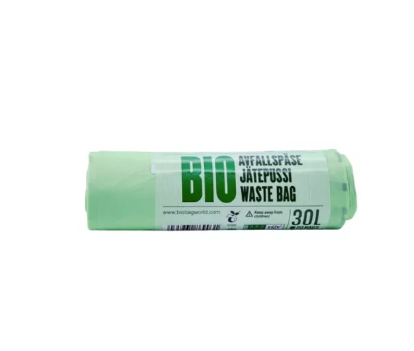 Компостируемые мусорные пакеты BioBag 30л (20 шт. в рулоне) 16мкр. 50х52см зеленые