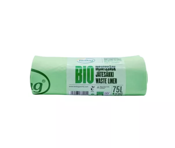 Компостируемые мусорные пакеты BioBag 75л (20 шт. в рулоне) 23мкр. 65х90см зеленые