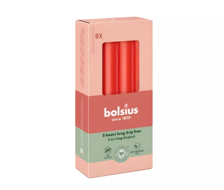 Lauaküünlad 8 tk karbis 170/20mm punased