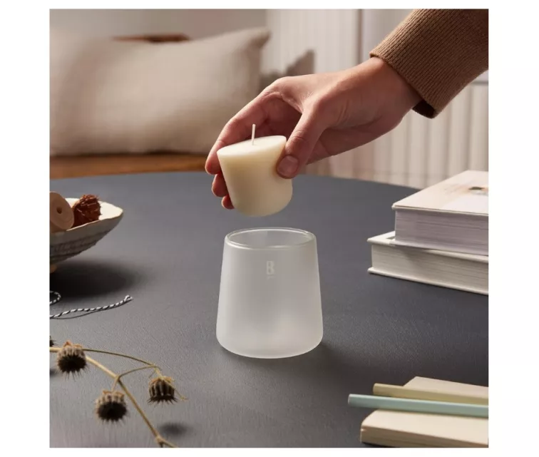 Svece arom. stikla gl. Clean Light Ø95x85mm 0% fragrance