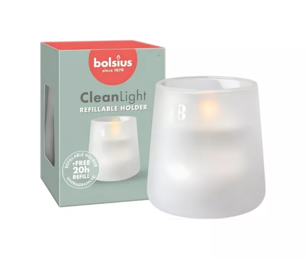 Lõhnastatud küünal klaasklaasist Clean Light Ø95x85mm 0% lõhnaaine