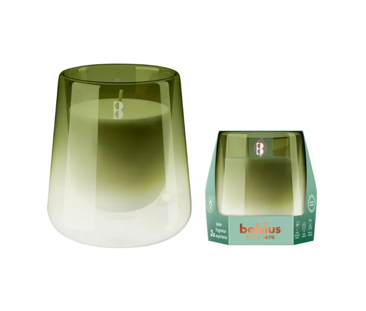 Svece arom. stikla gl. Clean Light Ø95x85mm gardenia&fig