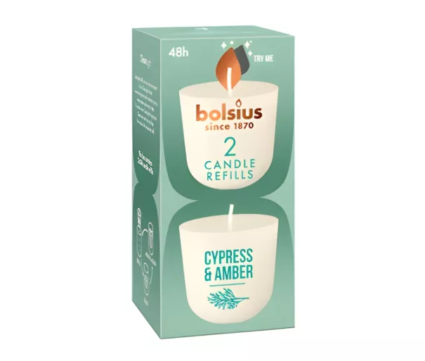 Candles Clean Light refill candles 2 pcs. cypress & amber