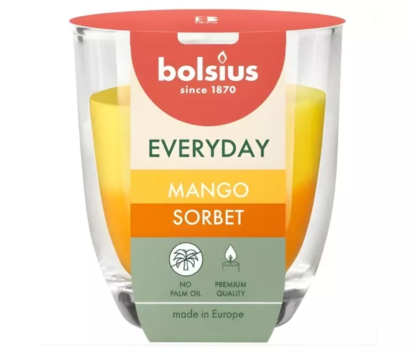 Aromatinė žvakė. Stiklinė. Kasdien Ø80x70mm mango šerbetas
