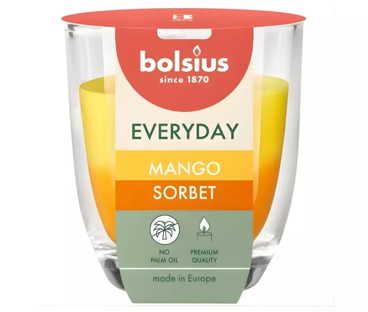 Aromatinė žvakė. Stiklinė. Kasdien Ø80x70mm mango šerbetas