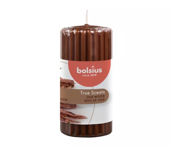 Candle scented cylinder True Scents Ø120x58mm oud wood