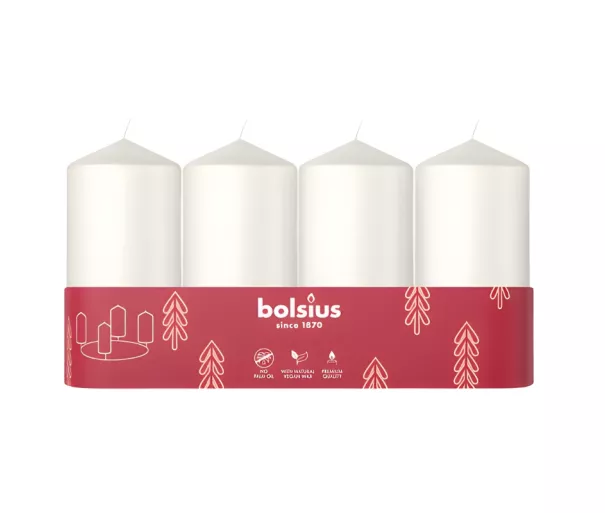 Žvakių cilindrai 4 vnt. Ø100x48mm balti