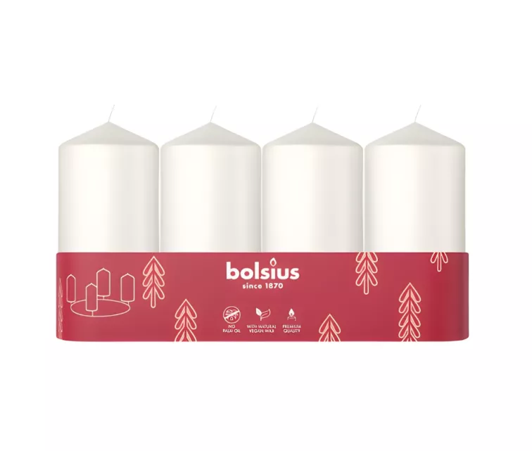 Žvakių cilindrai 4 vnt. Ø100x48mm balti