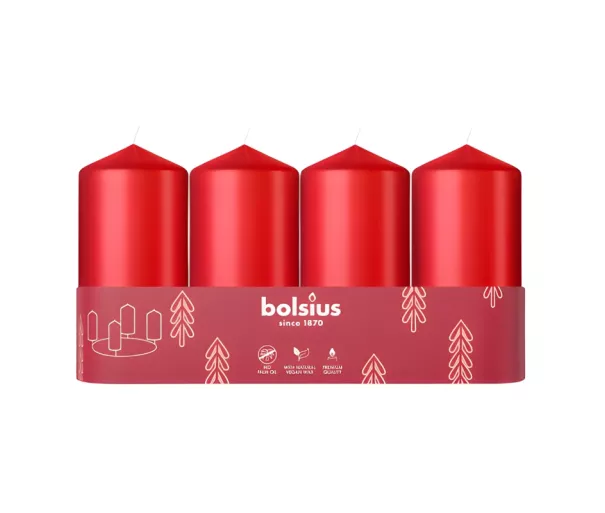Candle cylinder 4 pcs. Ø100x48mm red