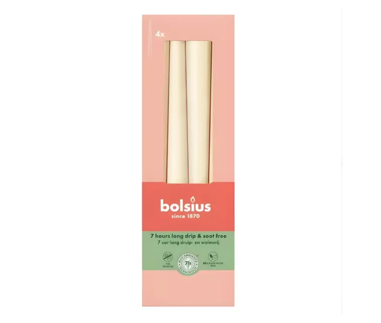 Galda sveces 4gab.kastē 245/24mm pērļu