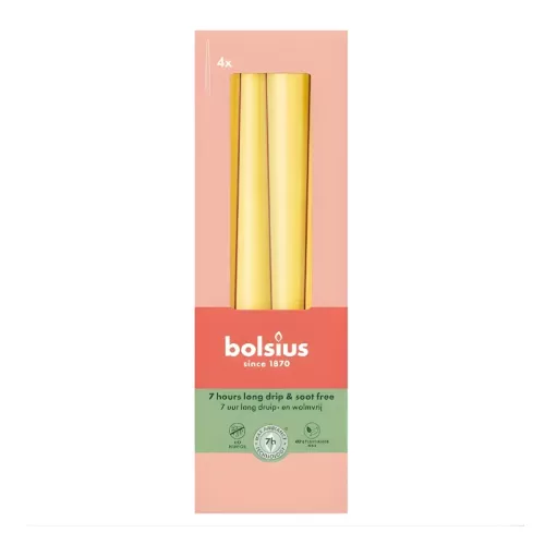 Galda sveces 4gab.kastē 245/24mm dzeltenas 