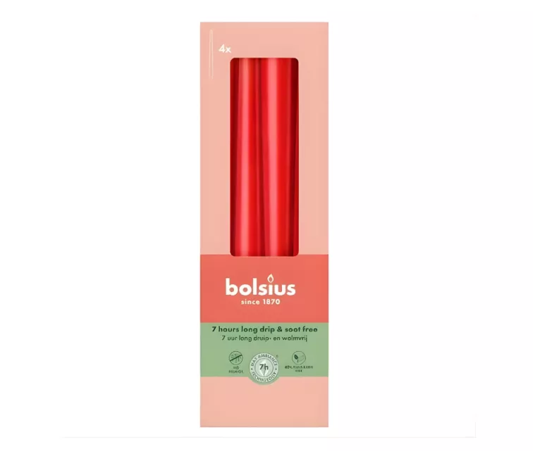 Galda sveces 4gab.kastē 245/24mm sarkanas