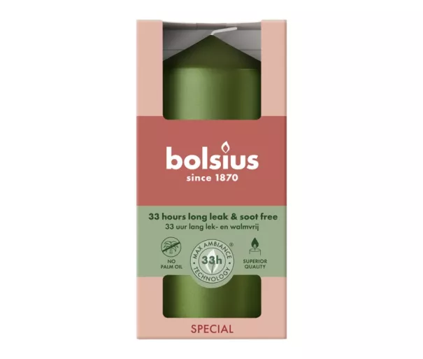 Candle cylinder Ø120x58mm metallic green