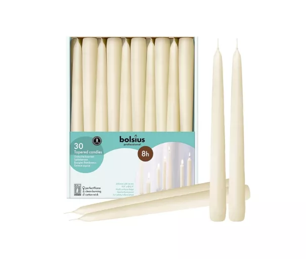Table candles Professional 30pcs in a box 250/24mm beige