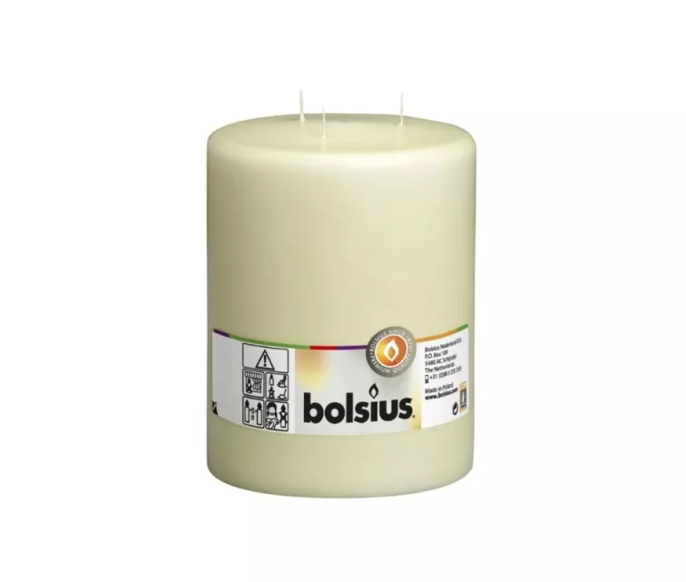 Svece cilindrs ar 3 degļiem Mamoth Ø200x150mm bēša