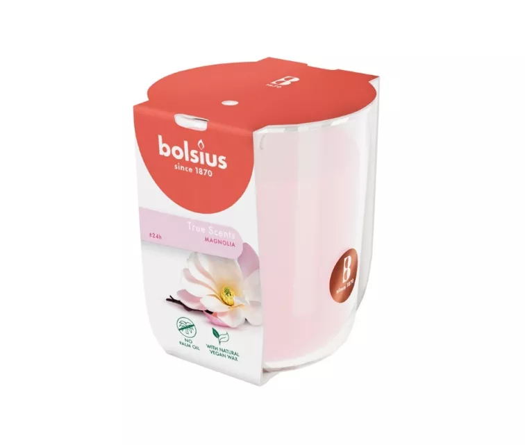 Žvakė su kvapu stiklinėje „True Scents“ Ø80x73mm, magnolija