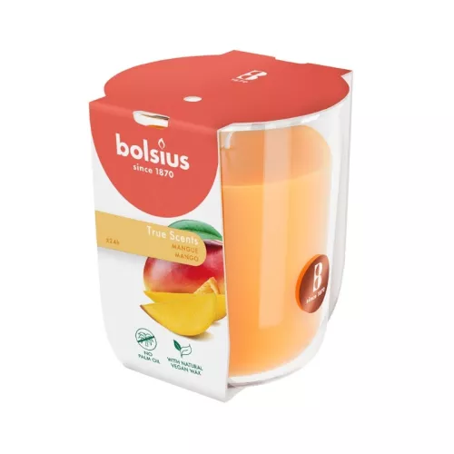 Ароматизированная свеча в стеклянной баночке True Scents, диаметр 80 x 73 мм, цвет манго.