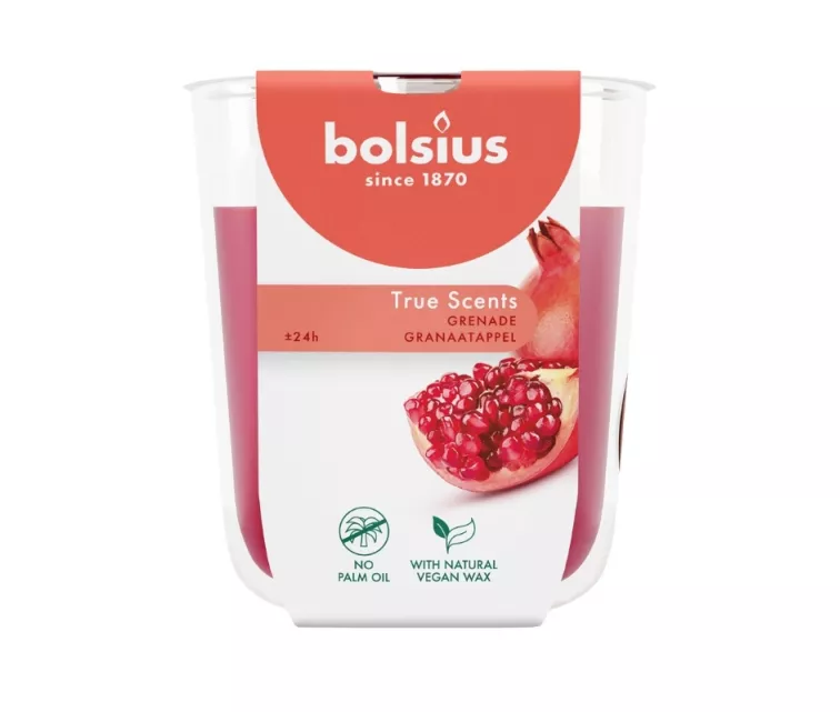 Kvapiosios žvakės stiklinė „True Scents“ Ø80x73mm, granato spalvos