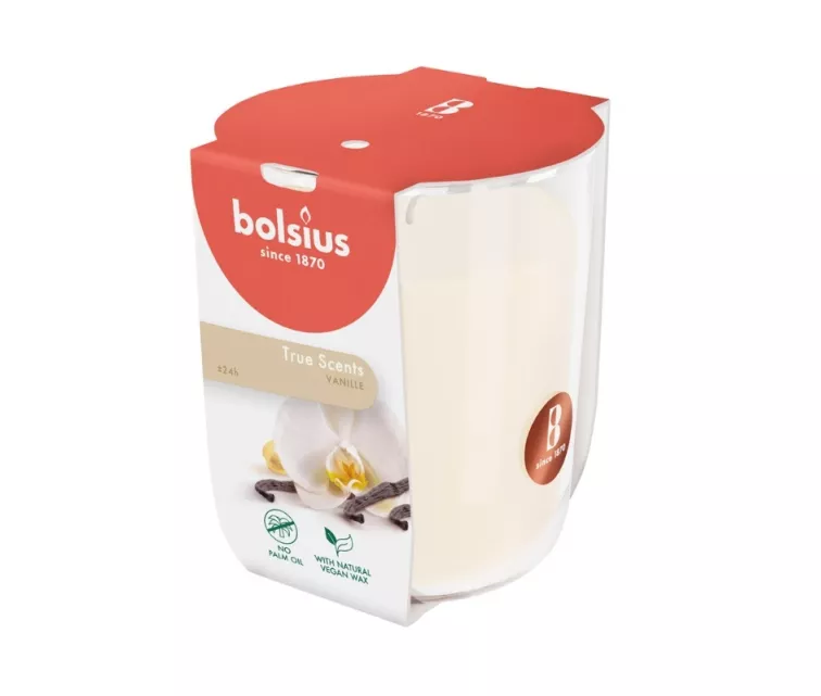 Ароматическая свеча. Стеклянный флакон. True Scents Ø80x73 мм, свежий хлопок.