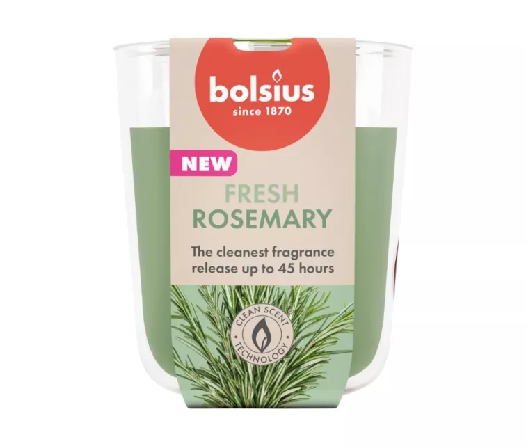 Kvapiosios žvakės stiklinė „True Scents“ Ø80x73mm, rozmarino spalvos