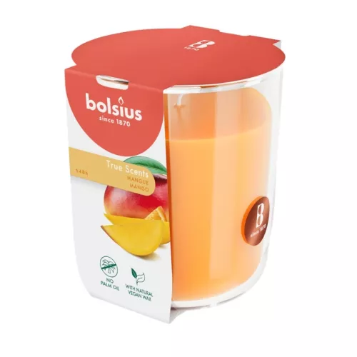 Ароматическая свеча в стеклянном стакане True Scents Ø97x85 мм, цвет манго.